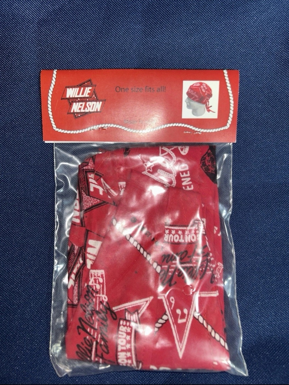 Original Merch Willie Nelson Red Bandana Headwrap